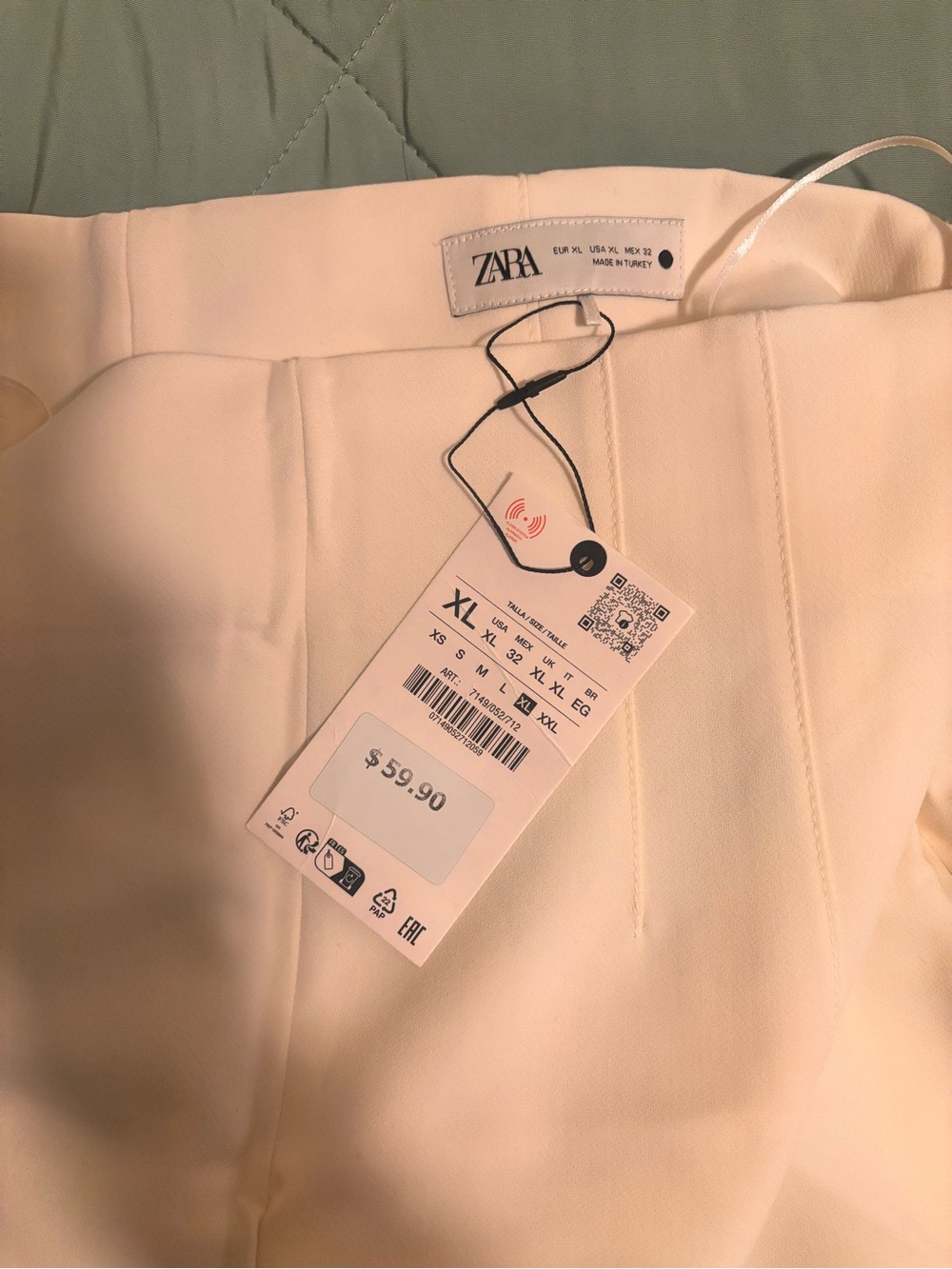 Zara Cream High-Waist Pencil Skirt